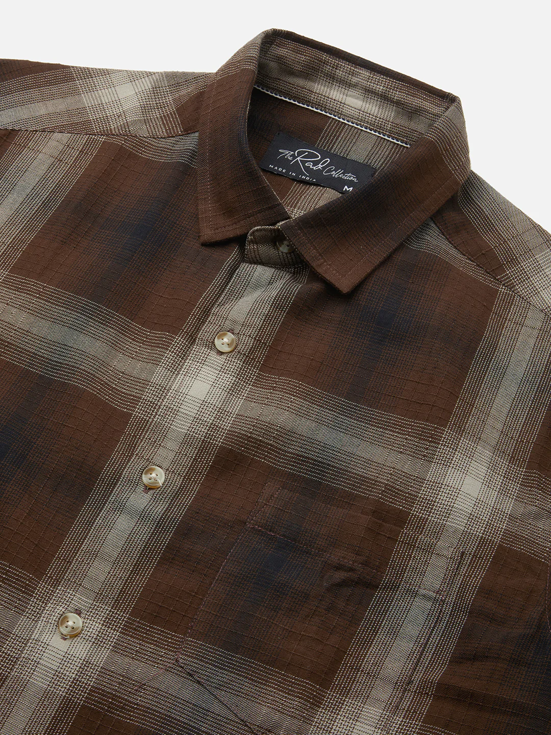 Spiffy Brunette Plaid Checkered Textured Shirt - Image 3