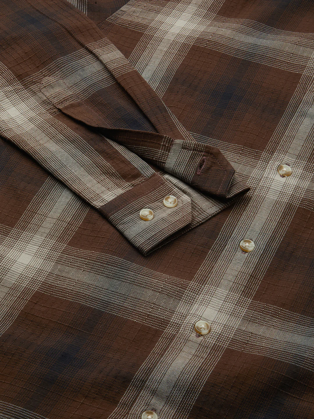 Spiffy Brunette Plaid Checkered Textured Shirt - Image 8