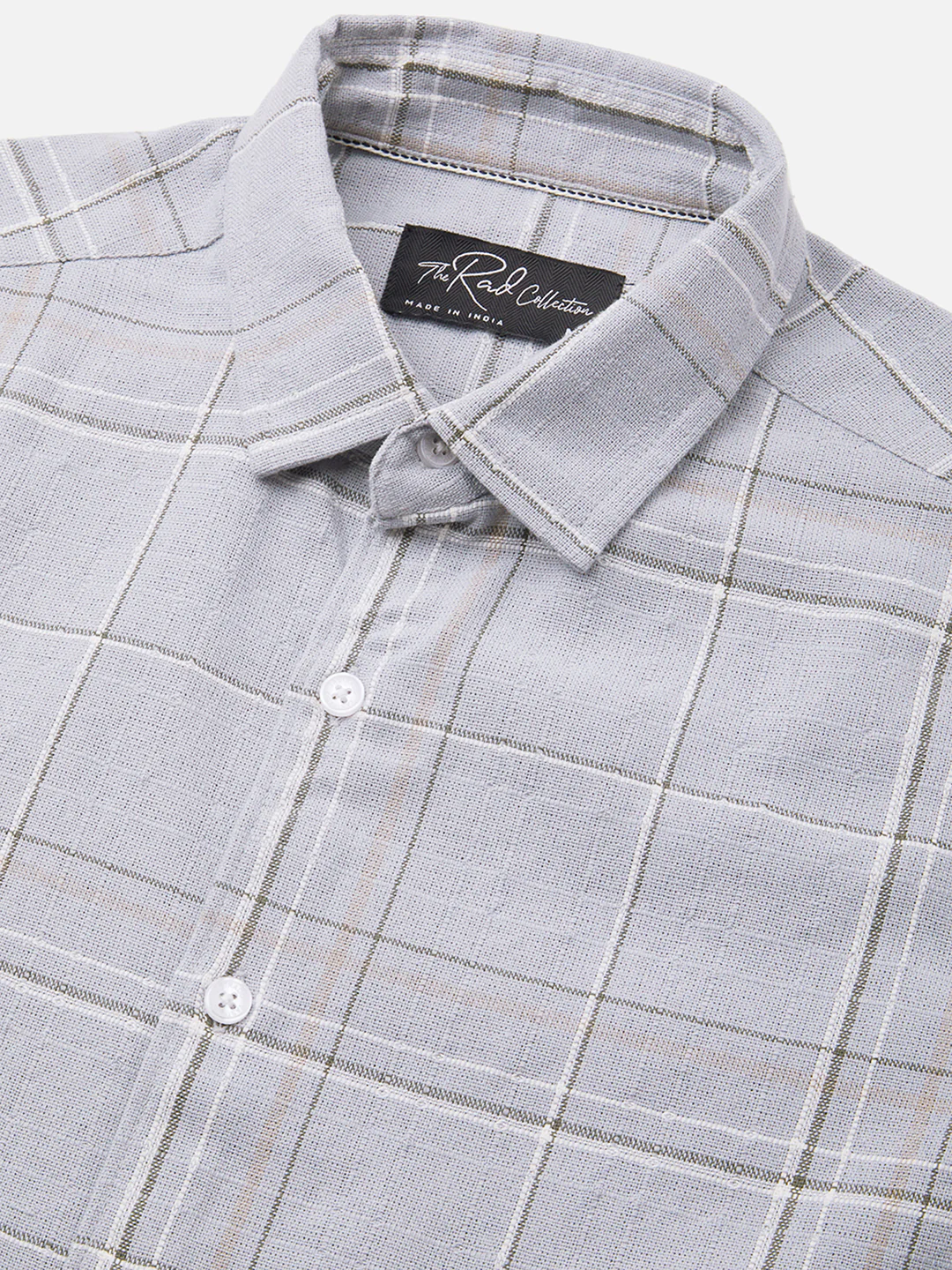 Spiffy Grey Windowpane Checks Textured Shirt - Image 3