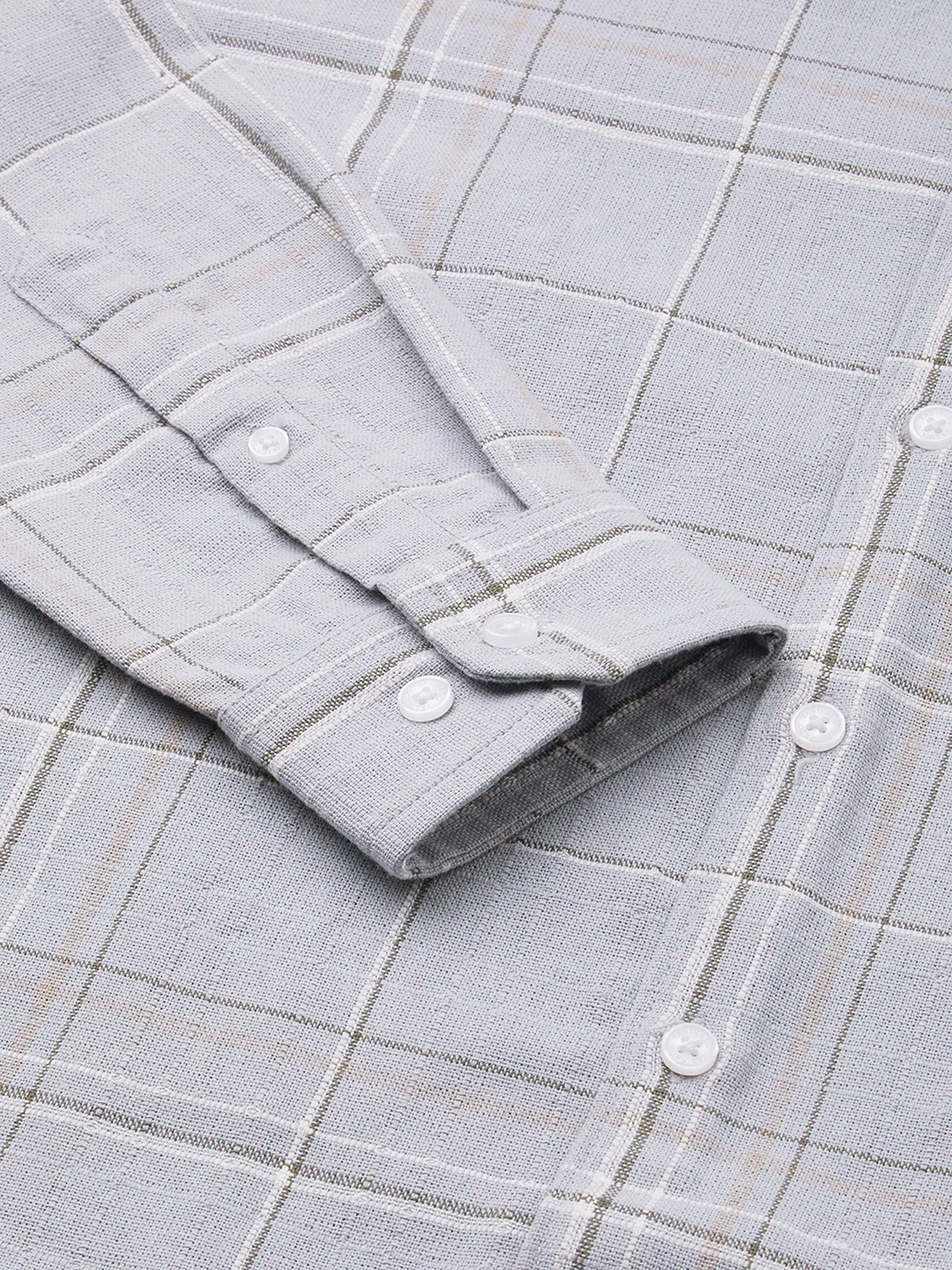 Spiffy Grey Windowpane Checks Textured Shirt - Image 8