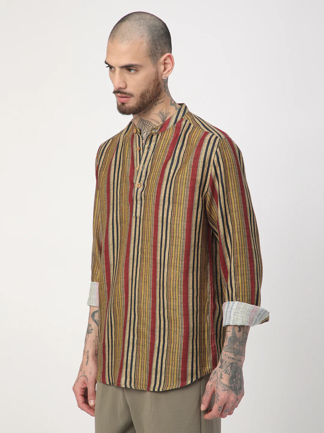 Spiffy Multicolour Roman Stripe Kurta - Image 5