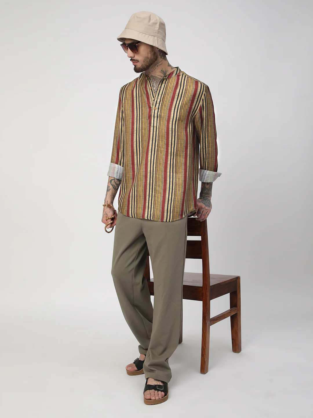 Spiffy Multicolour Roman Stripe Kurta - Image 7