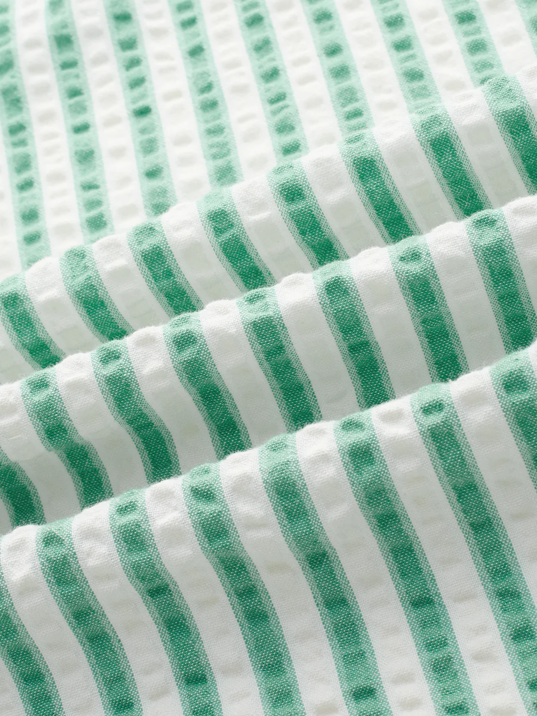 Spring Green Seersucker Candy Striped Boxy Fit Crop Shirt - Image 3