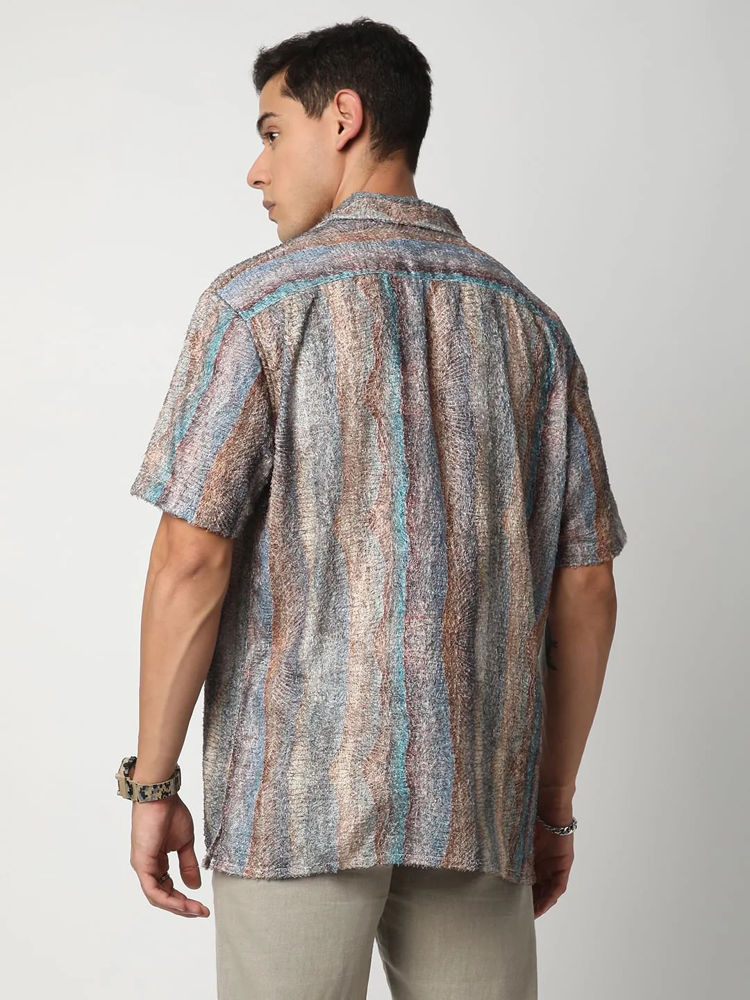 Squashy Multicolour Notch Collar Oversized Shirt - Image 6