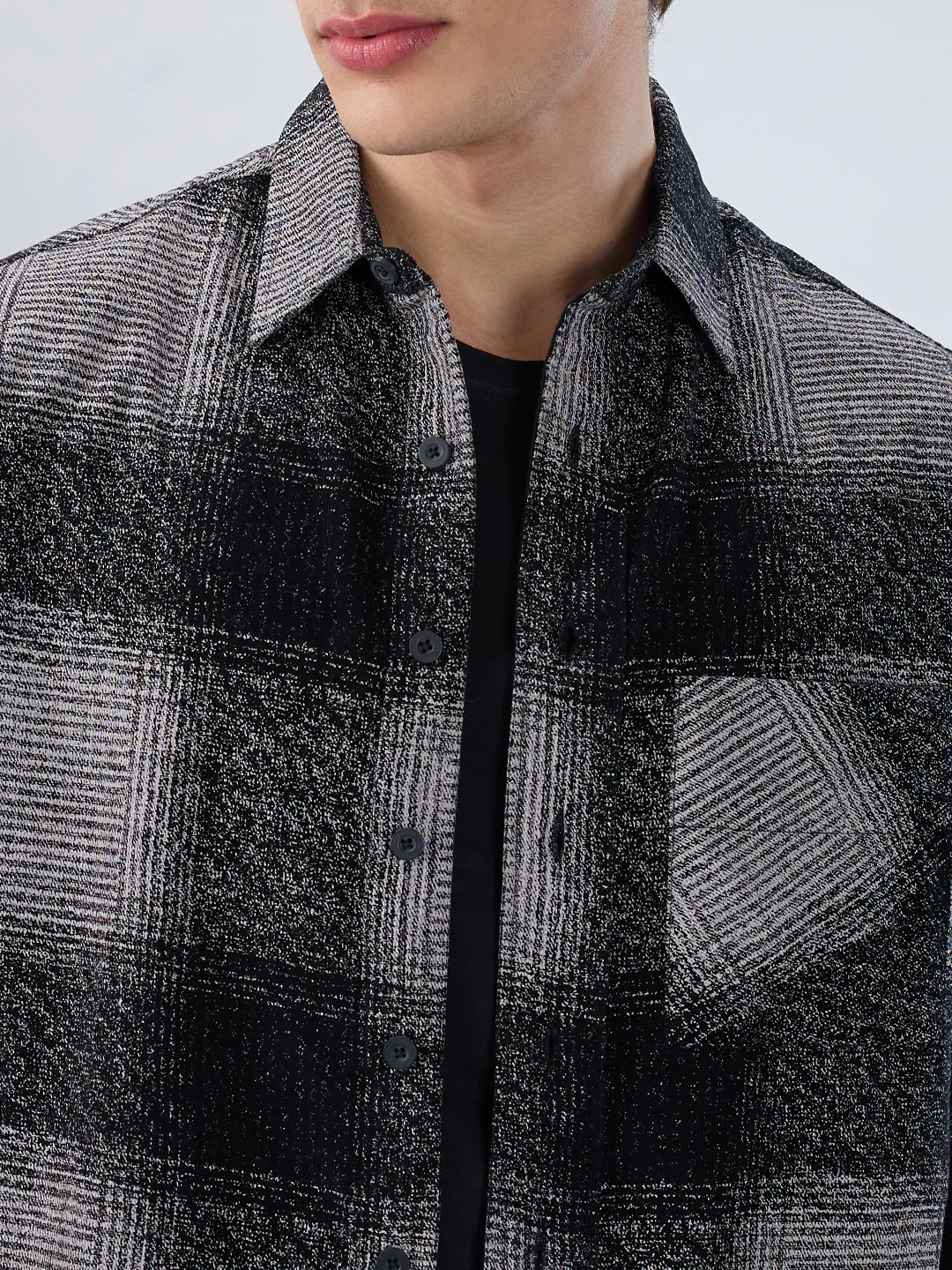 Static Monochrome Corduroy Boxy Fit Crop Overshirt - Image 3