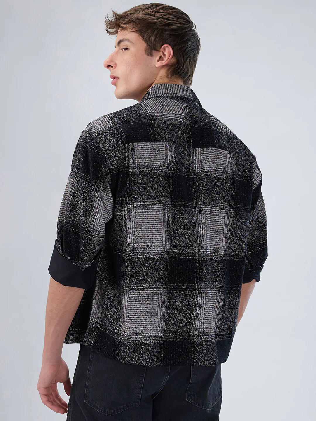 Static Monochrome Corduroy Boxy Fit Crop Overshirt - Image 7