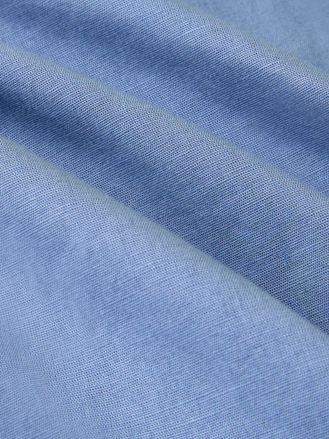 Steel Blue Linen Blend Lapel Collar Oversized Shirt - Image 3