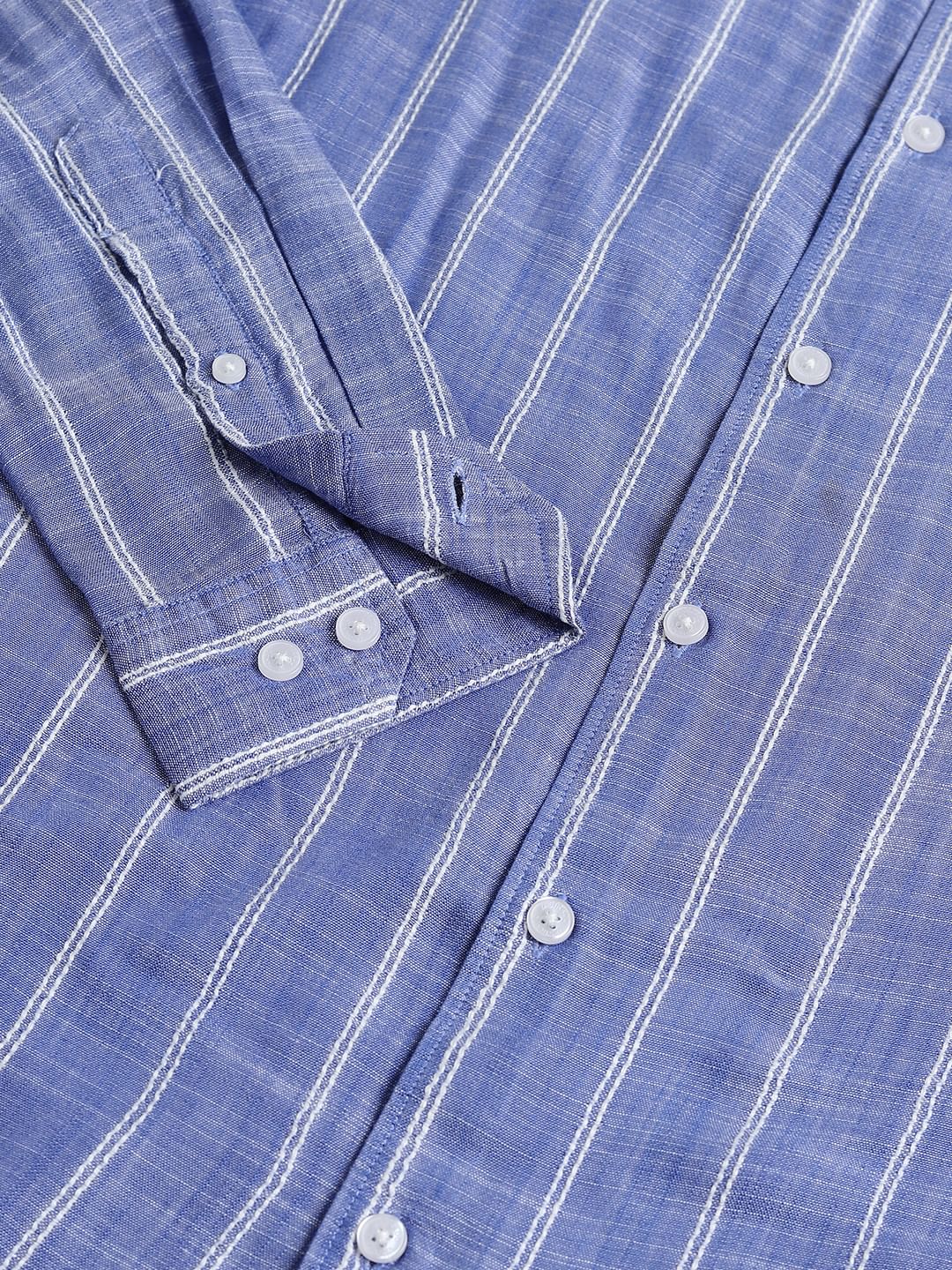 Steel Blue Striped Dobby Shirt - Image 3