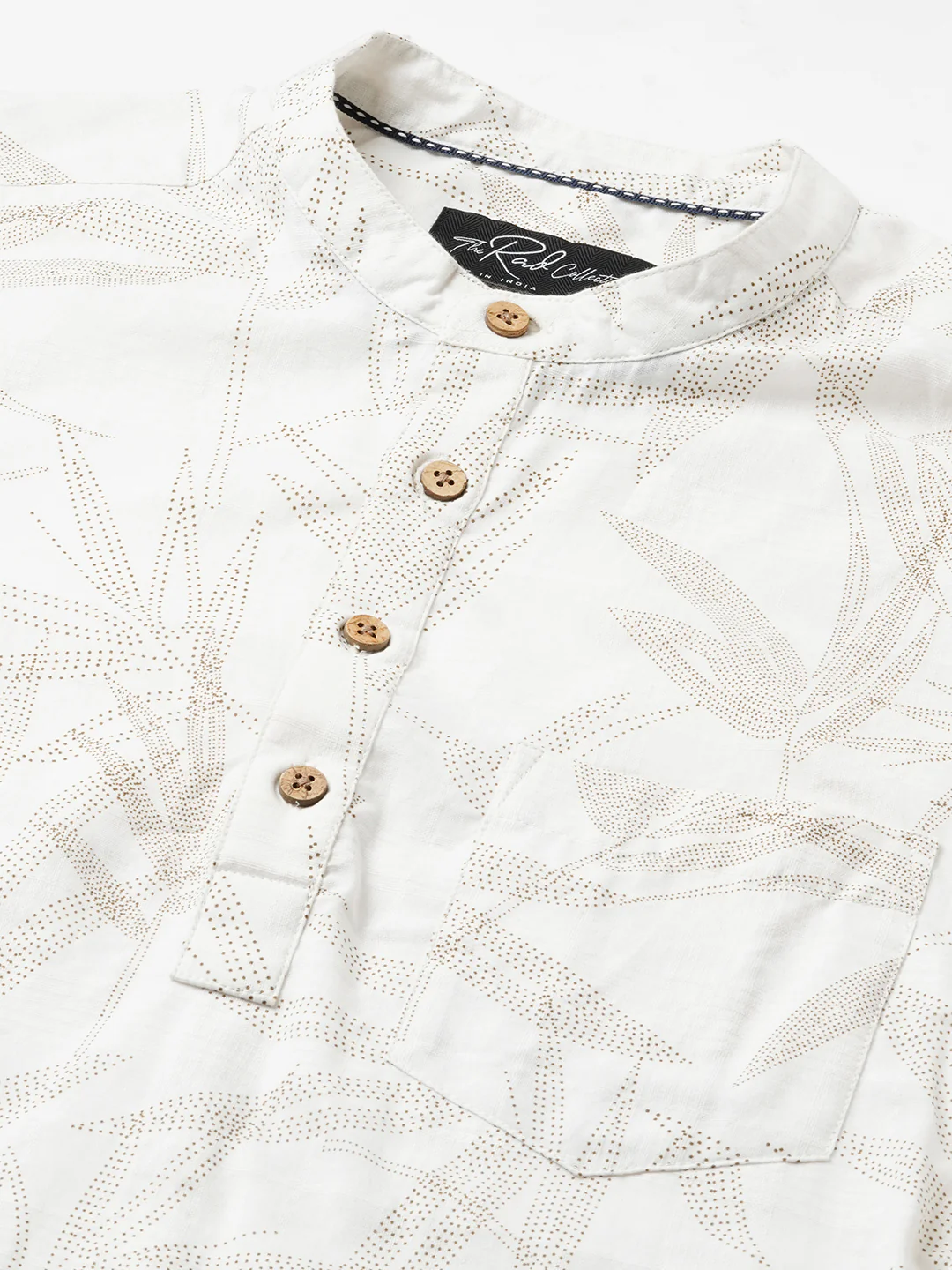 Stippling Artistry Ivory Leaf Printed Kurta - Image 3