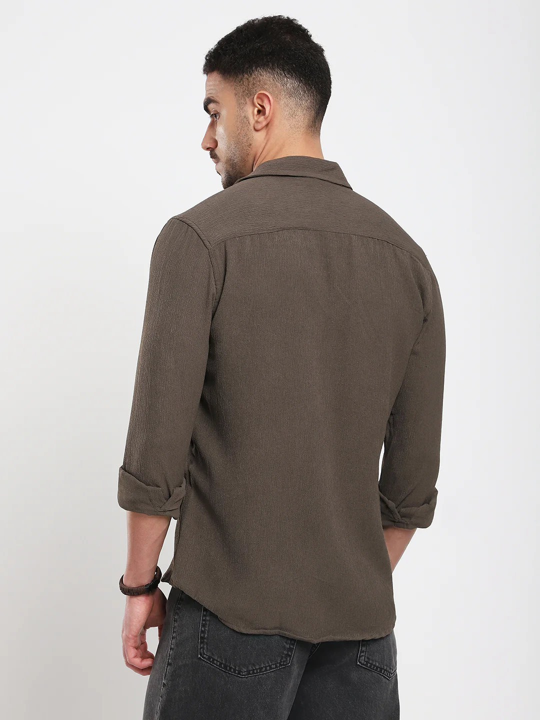Stone Brown Soft Crepe Shirt - Image 7