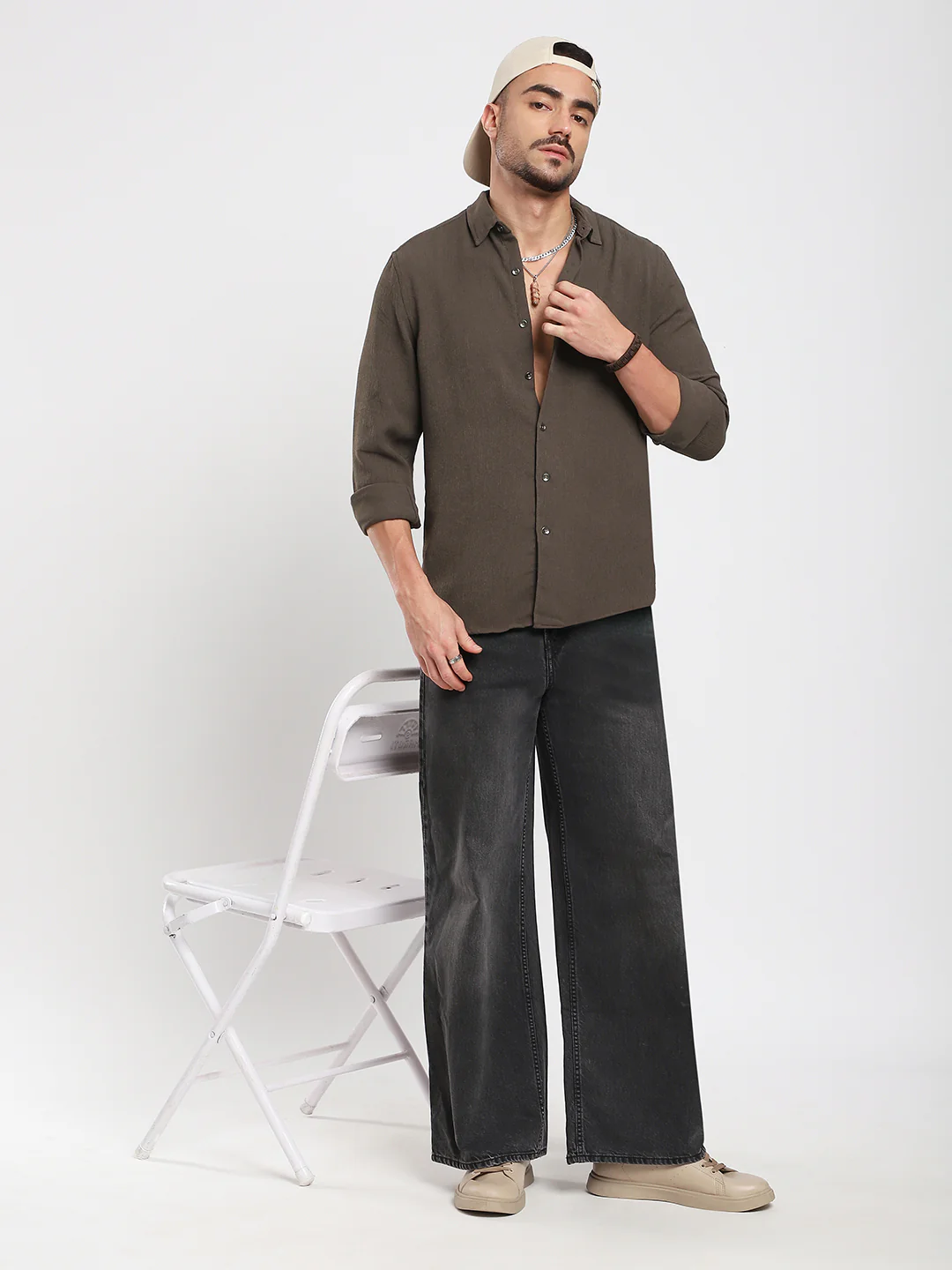 Stone Brown Soft Crepe Shirt - Image 8
