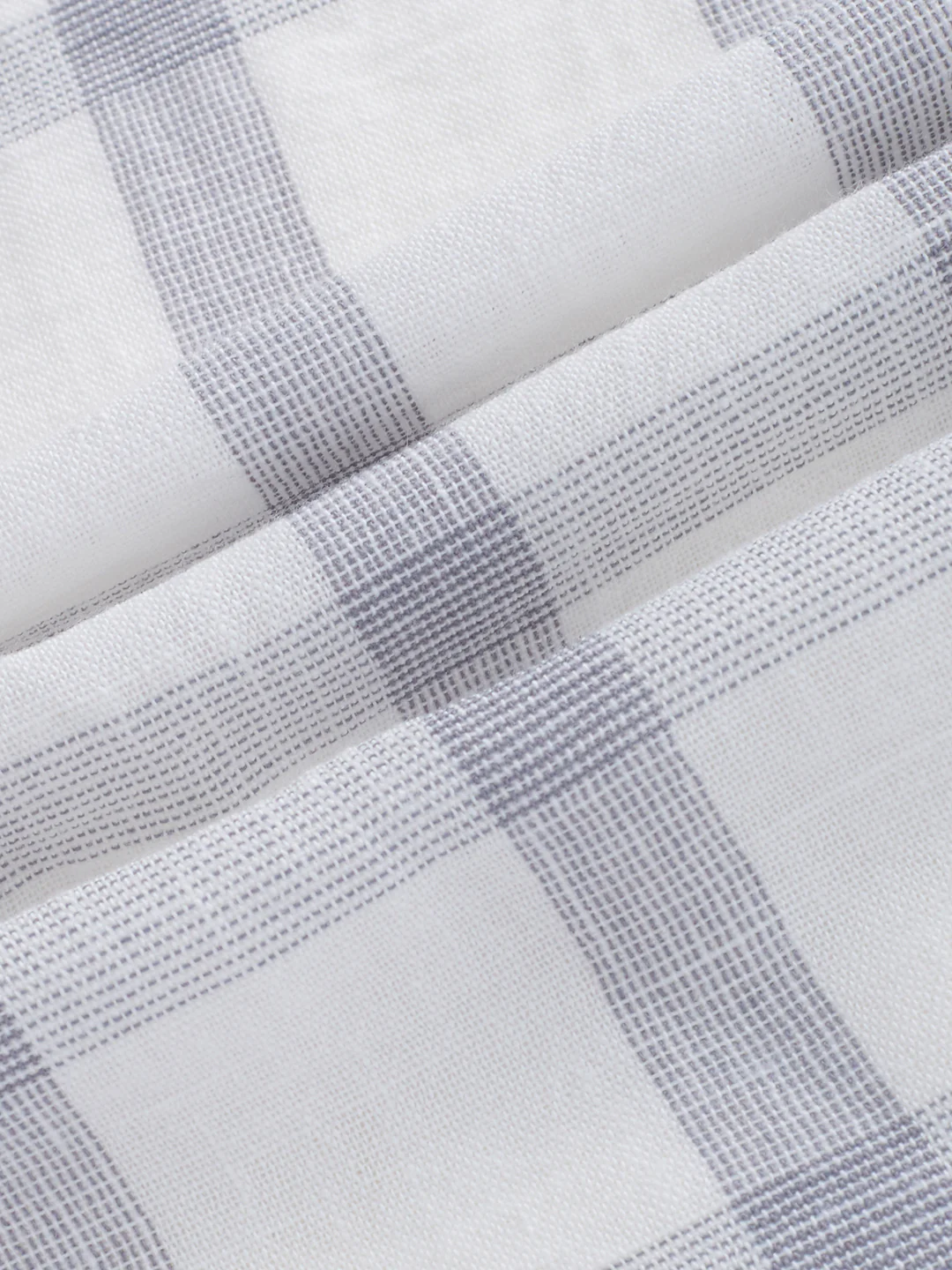 Stone Grey Checks Fine-Weave Boxy Fit Crop Shirt - Image 3