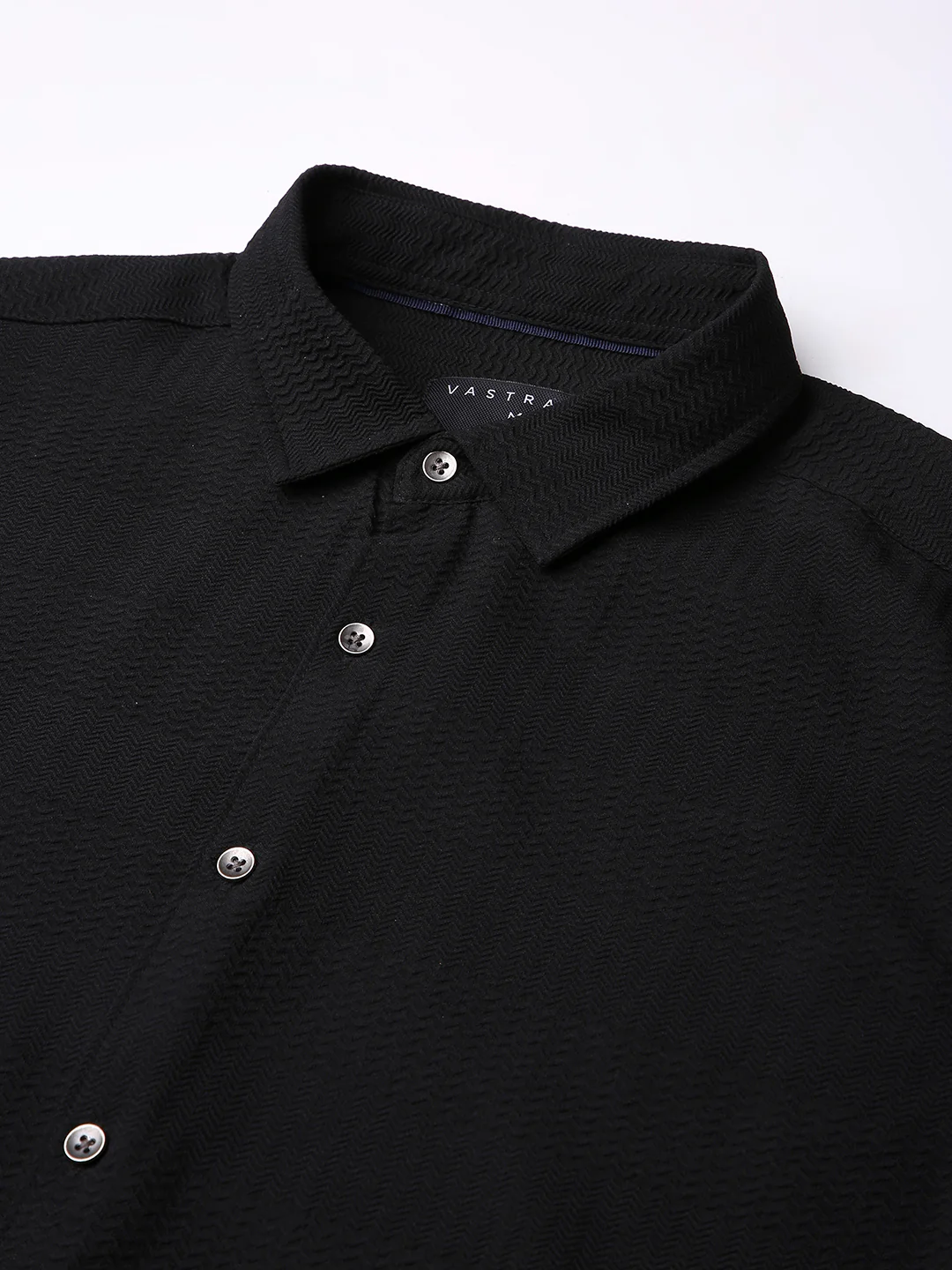Storm Black Ripple Detail Textured Shirt - Image 4