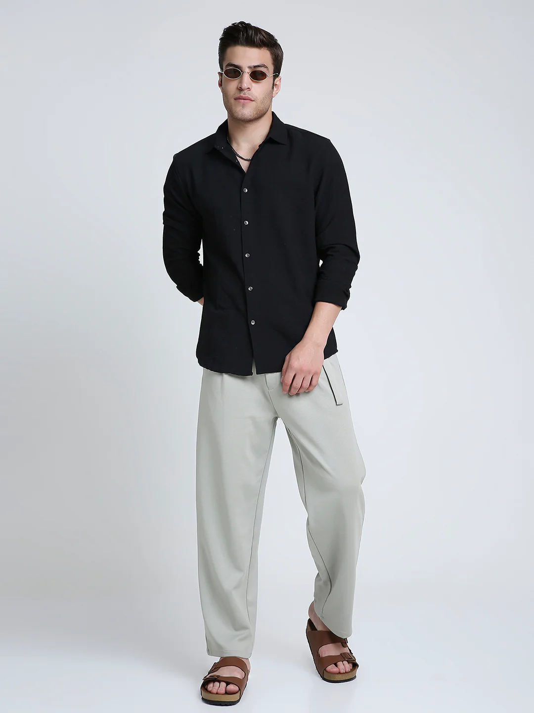 Storm Black Ripple Detail Textured Shirt - Image 8