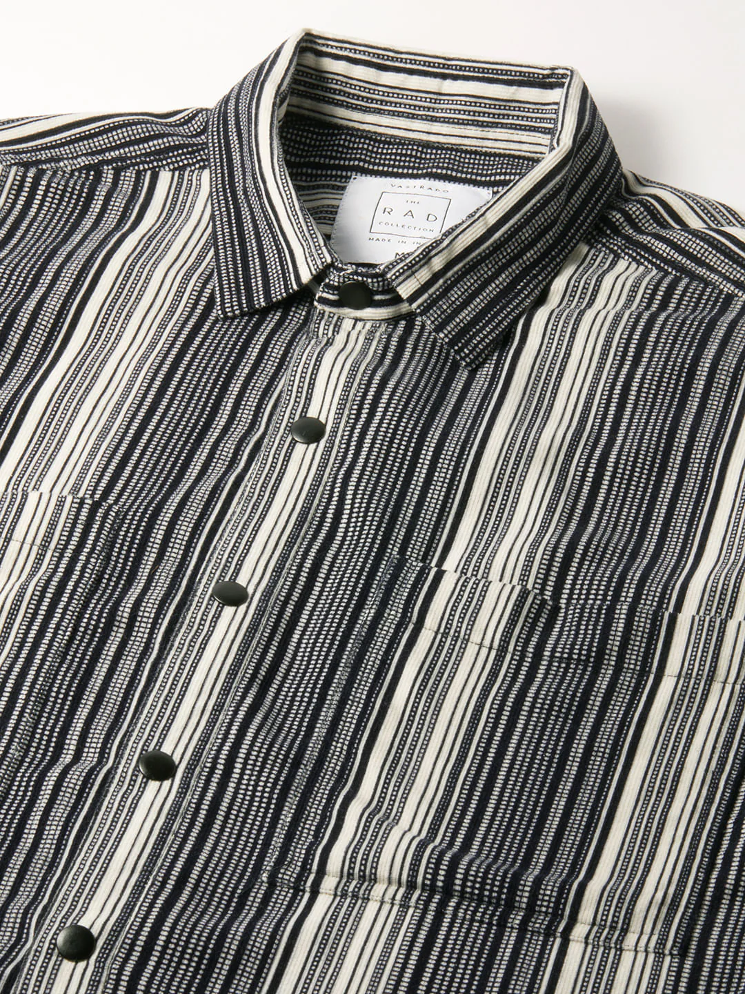 Streaky Achromatic Double Pocket Corduroy Shirt - Image 3