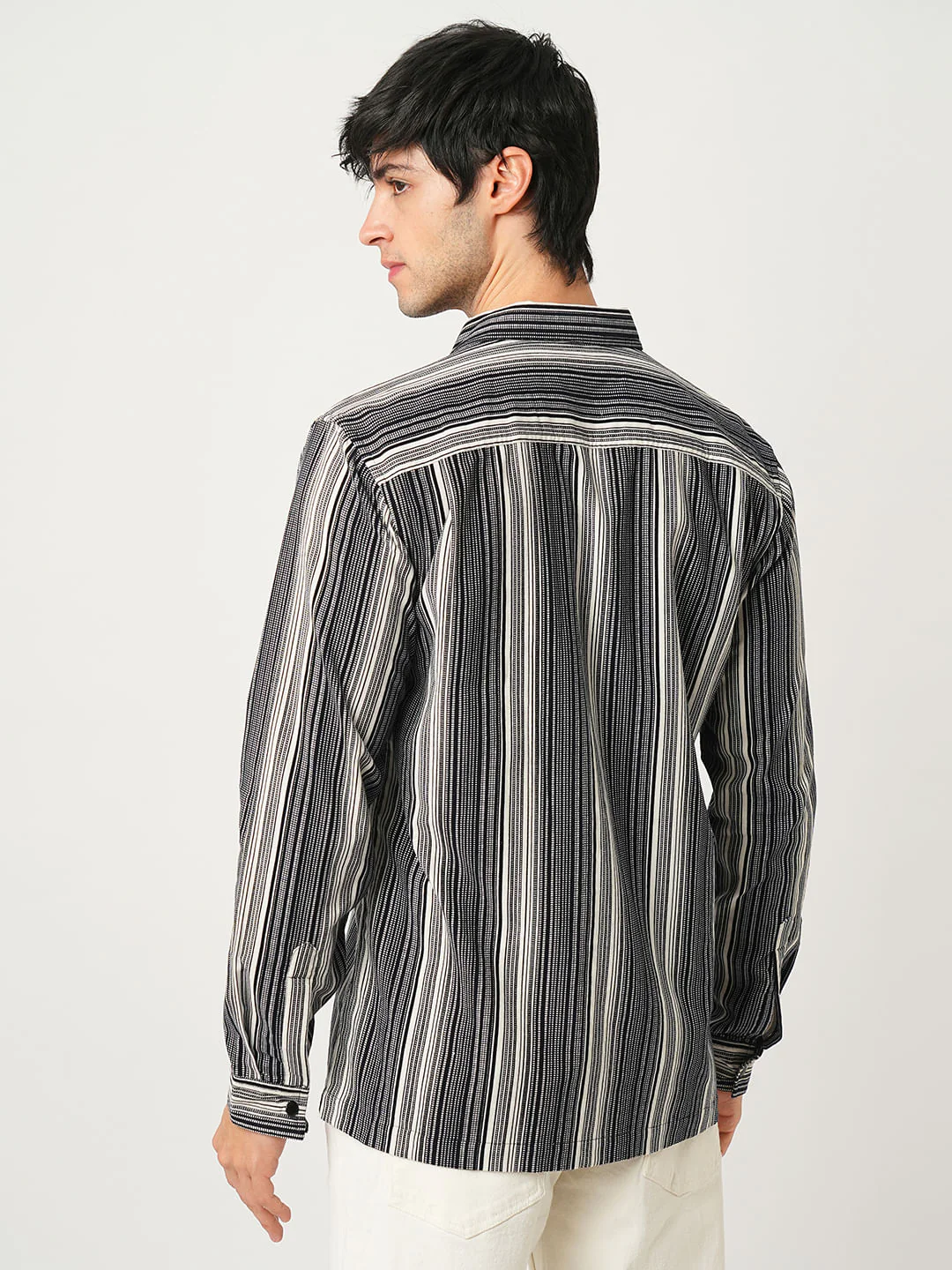 Streaky Achromatic Double Pocket Corduroy Shirt - Image 7