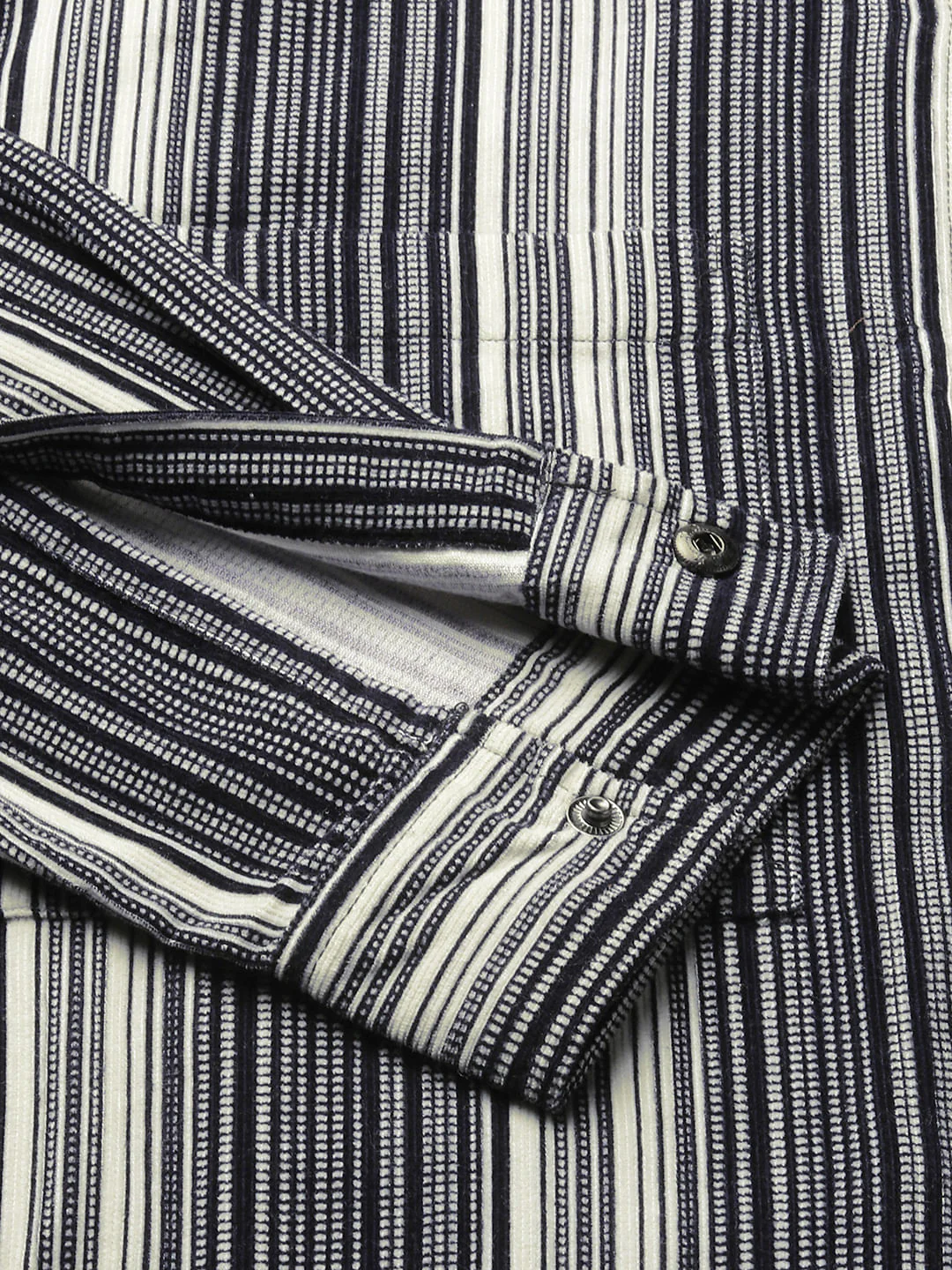 Streaky Achromatic Double Pocket Corduroy Shirt - Image 9