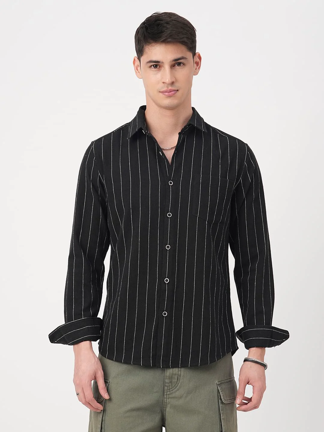 Stripe Elegance Black Shirt - Image 4