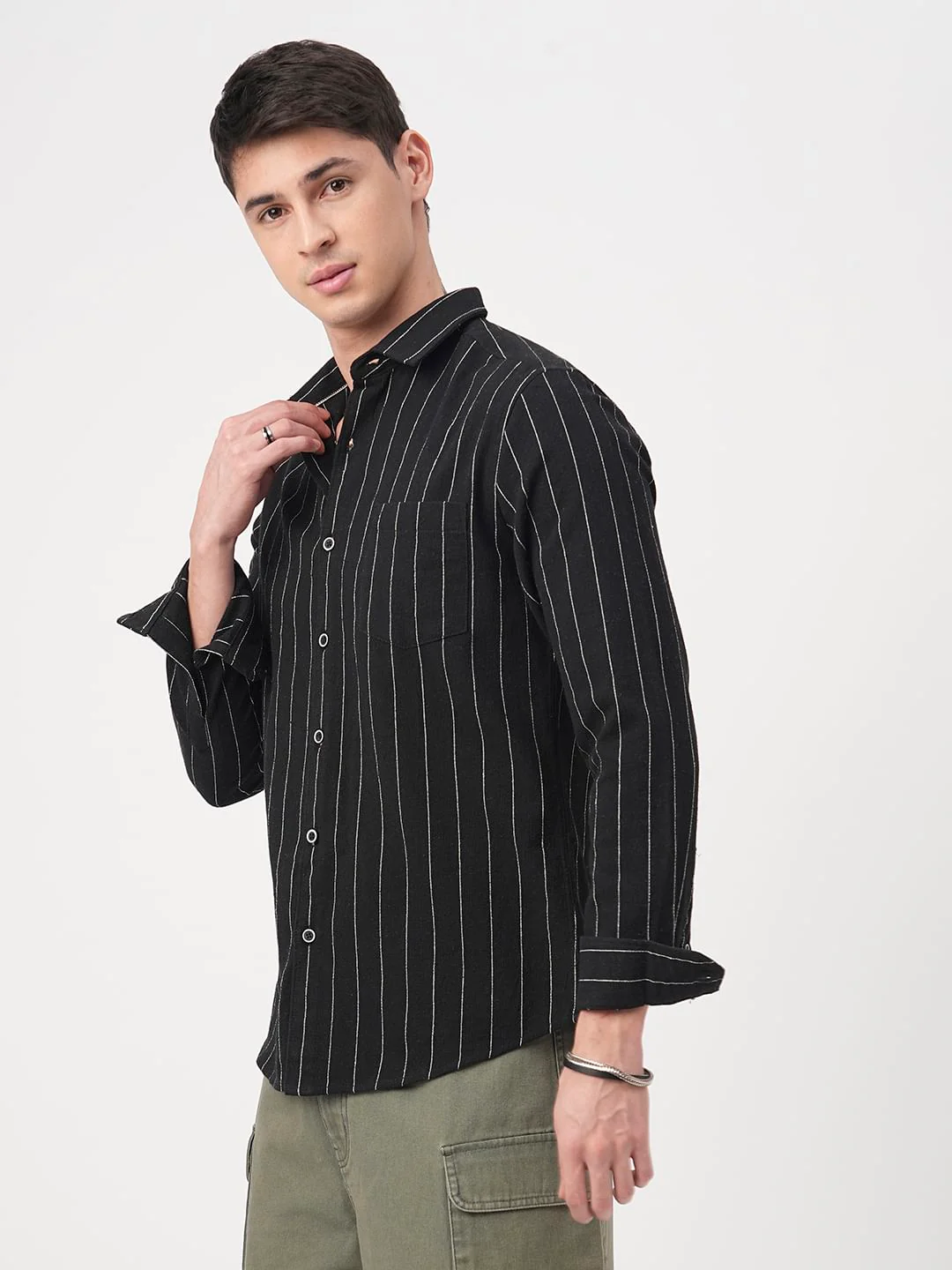 Stripe Elegance Black Shirt - Image 5