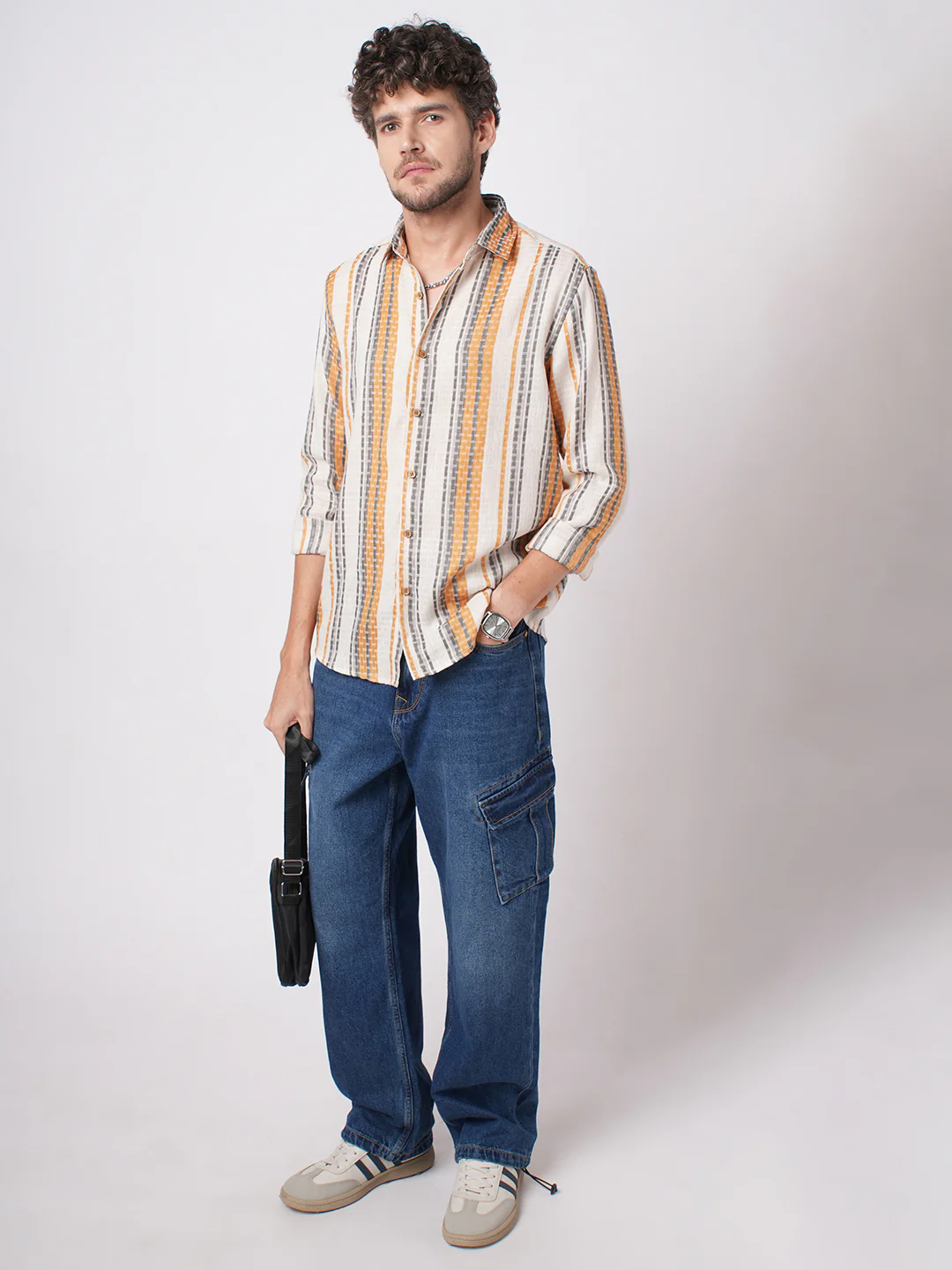 Stylish Multicolor Dobby Striped Shirt - Image 8