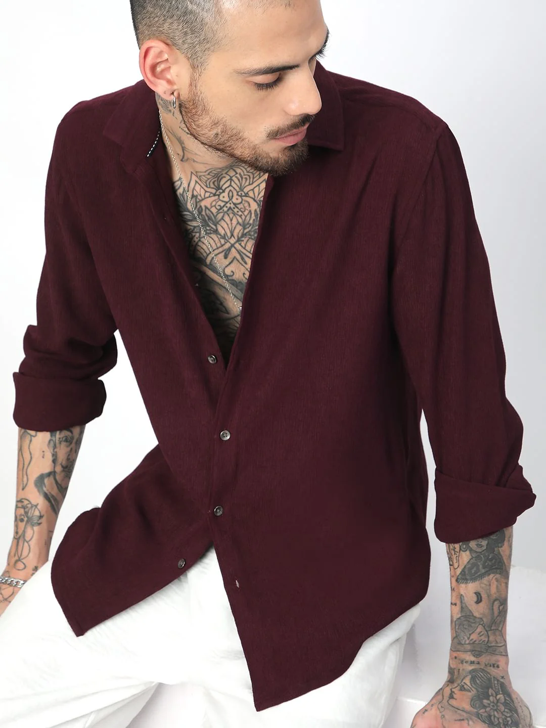 Suave Wine Crepe Shirt - Image 2