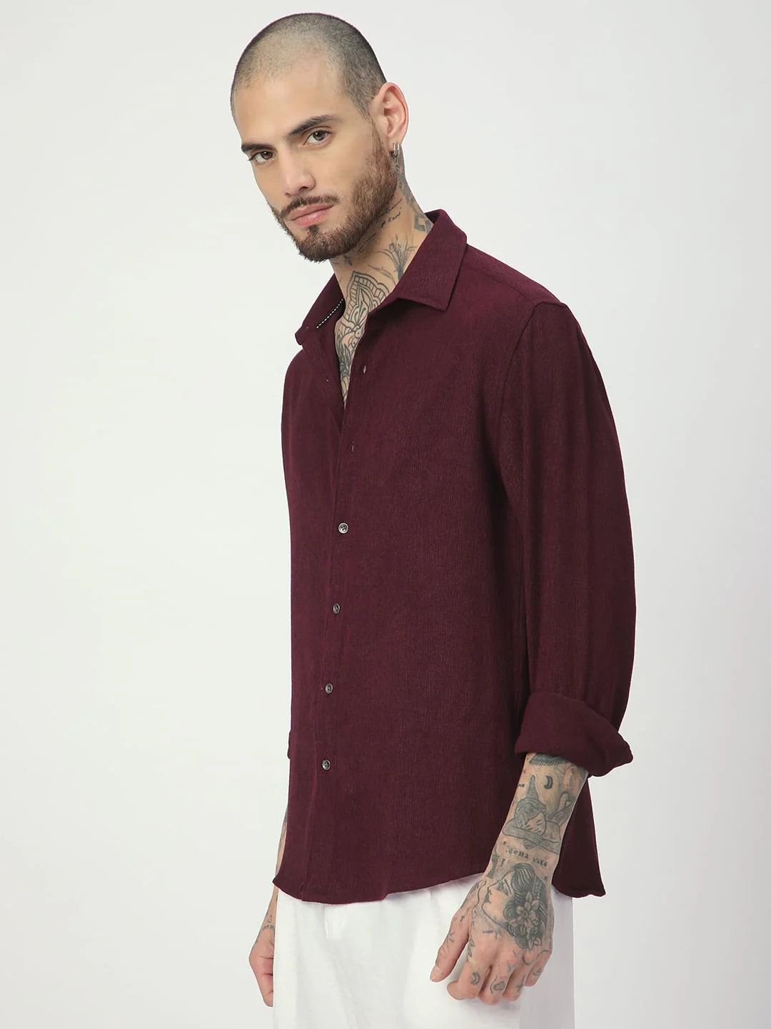Suave Wine Crepe Shirt - Image 6