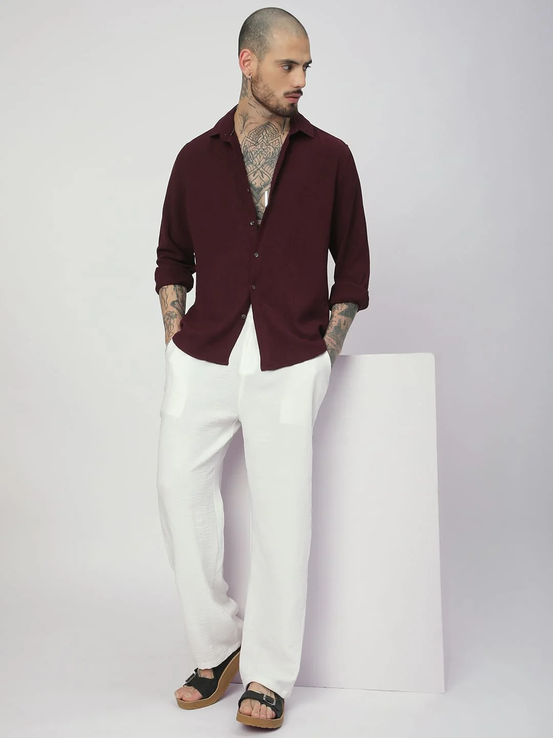 Suave Wine Crepe Shirt - Image 8