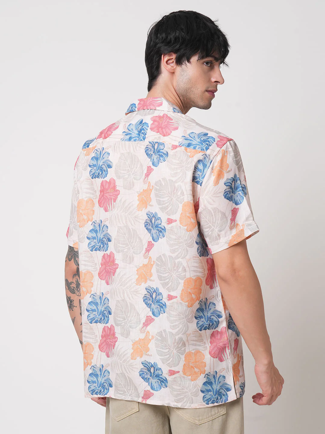 Sublime Artistic Floral Cream Oversized Shirt - Image 7