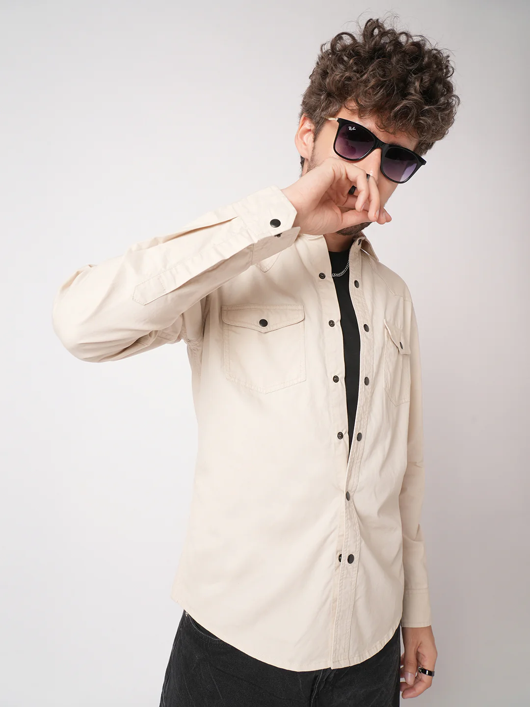 Subtle Beige Double Pocket Overshirt - Image 4