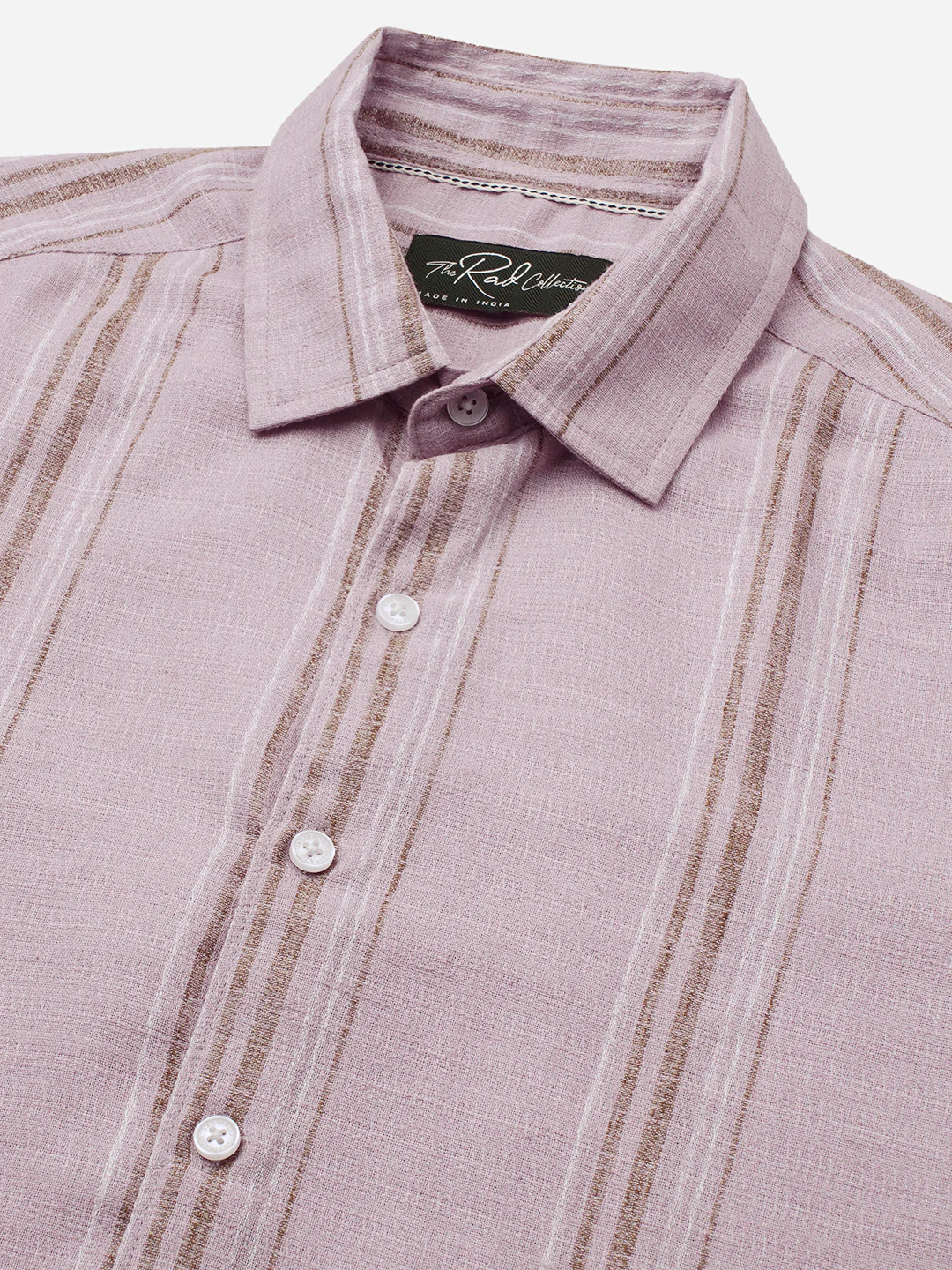 Subtle Pink Vertical Striped Linen Blend Shirt - Image 9