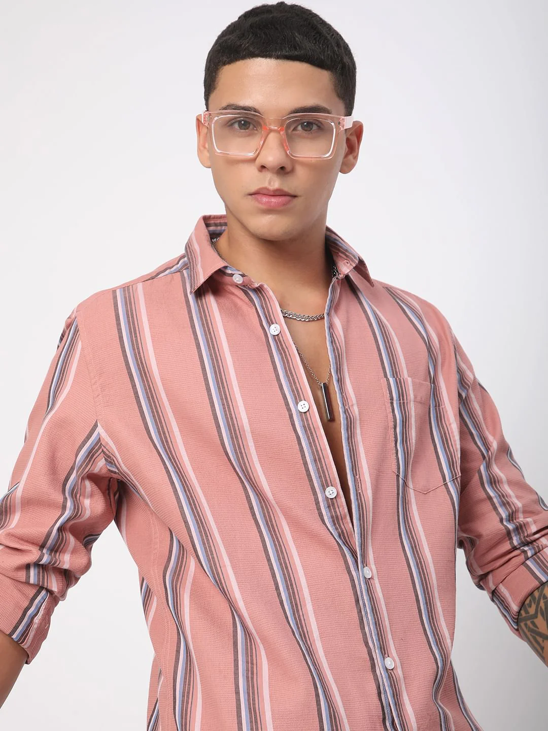 Sumptuous Dark Peach Striped Shirt