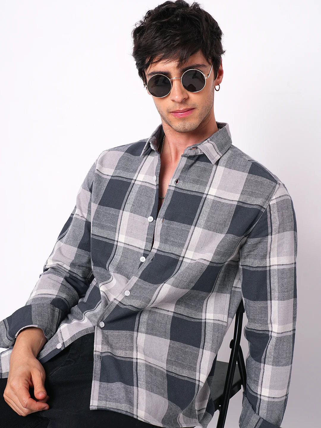 Premium Cotton Box Checks Textured Shirt - Image 2