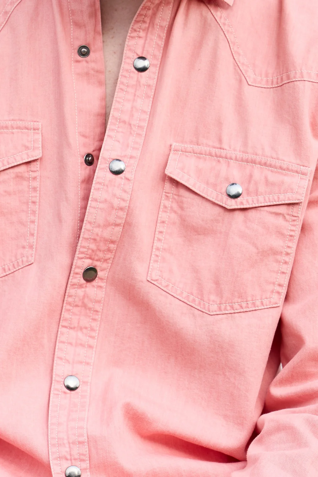 Sunbleach Peach Acid Wash Double Pocket Shirt - Image 3
