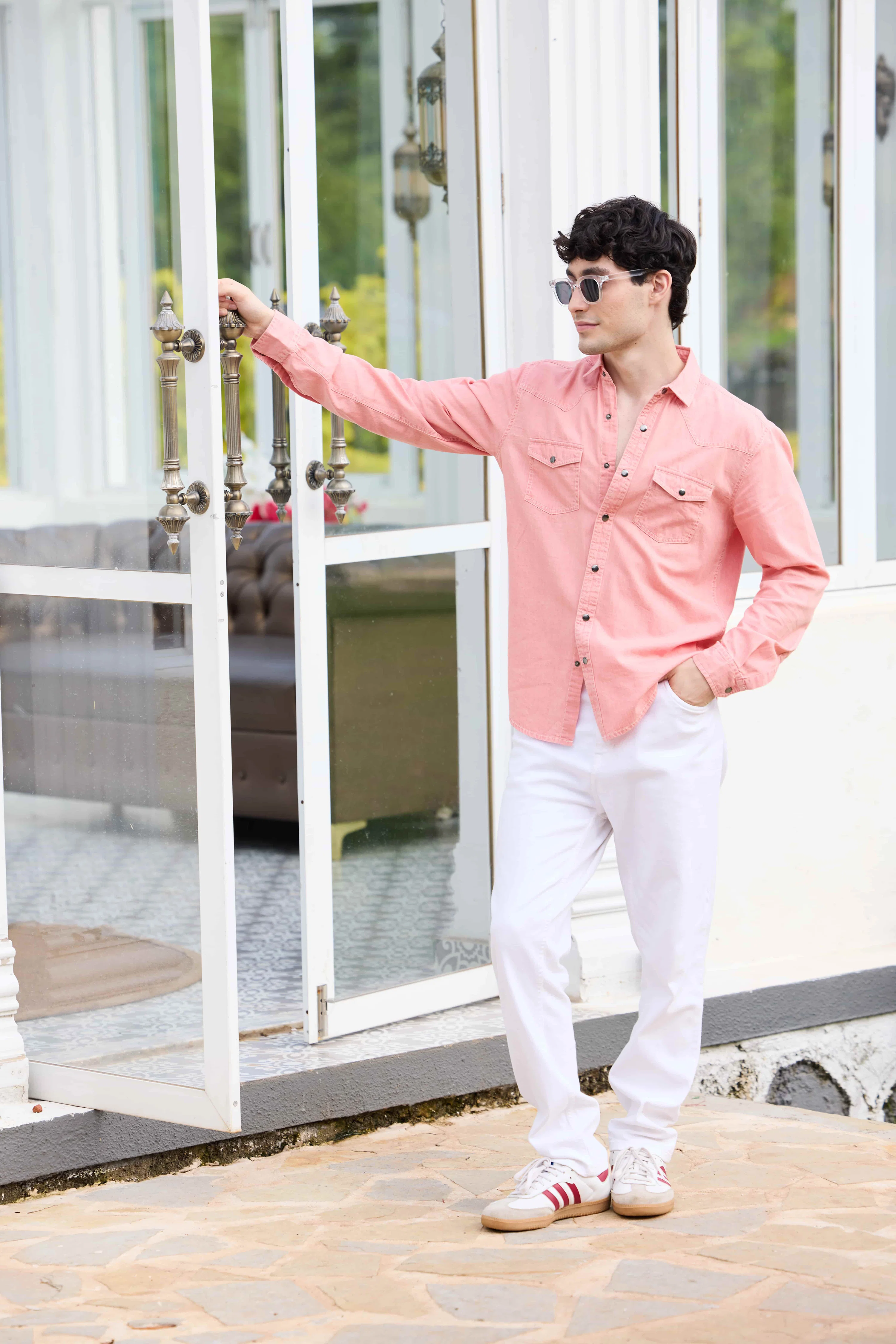 Sunbleach Peach Acid Wash Double Pocket Shirt - Image 6