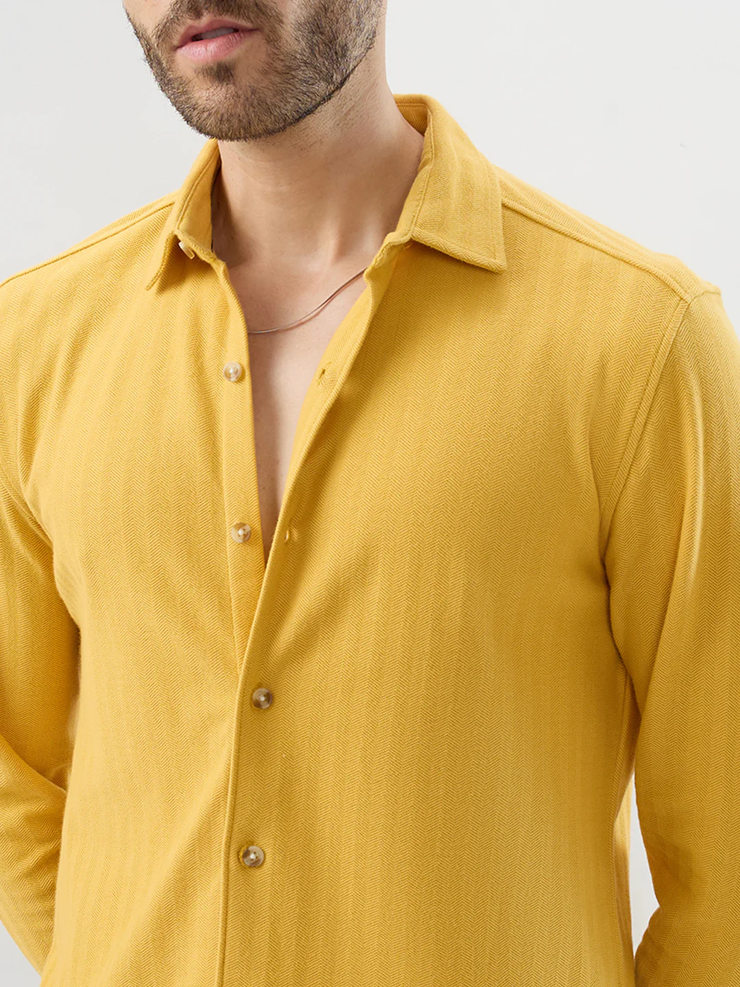 Sunflower Yellow Herringbone Knit Shirt - Image 3