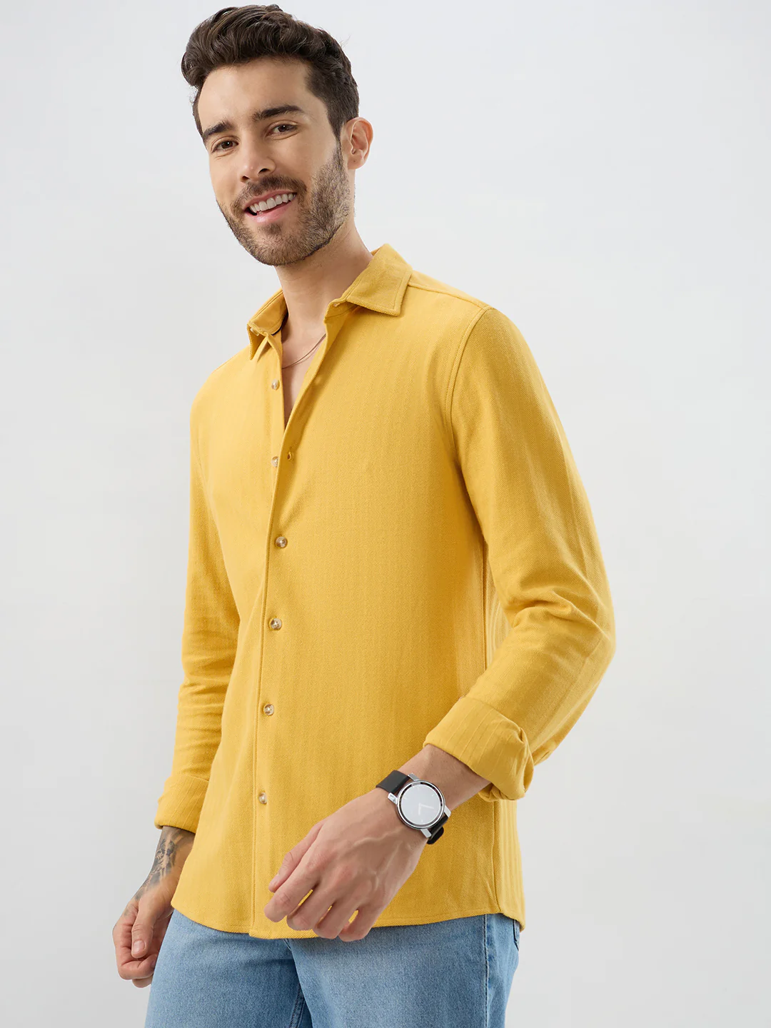 Sunflower Yellow Herringbone Knit Shirt - Image 6