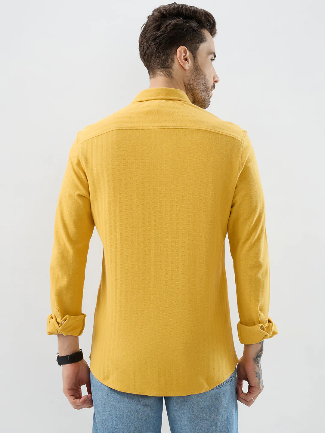 Sunflower Yellow Herringbone Knit Shirt - Image 7