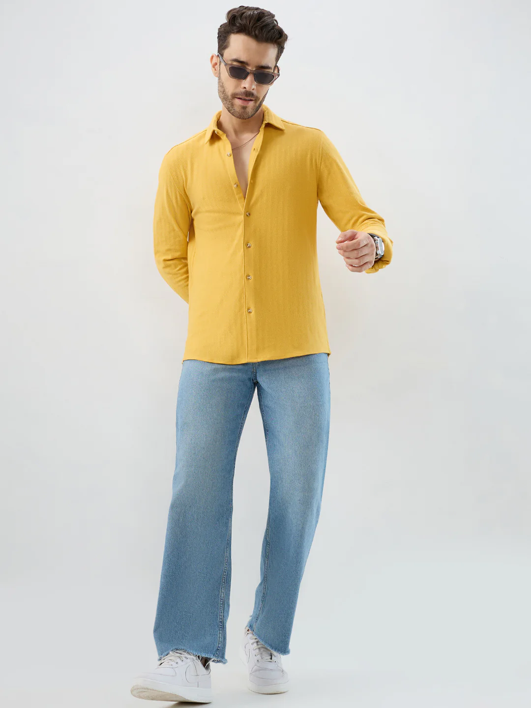 Sunflower Yellow Herringbone Knit Shirt - Image 8