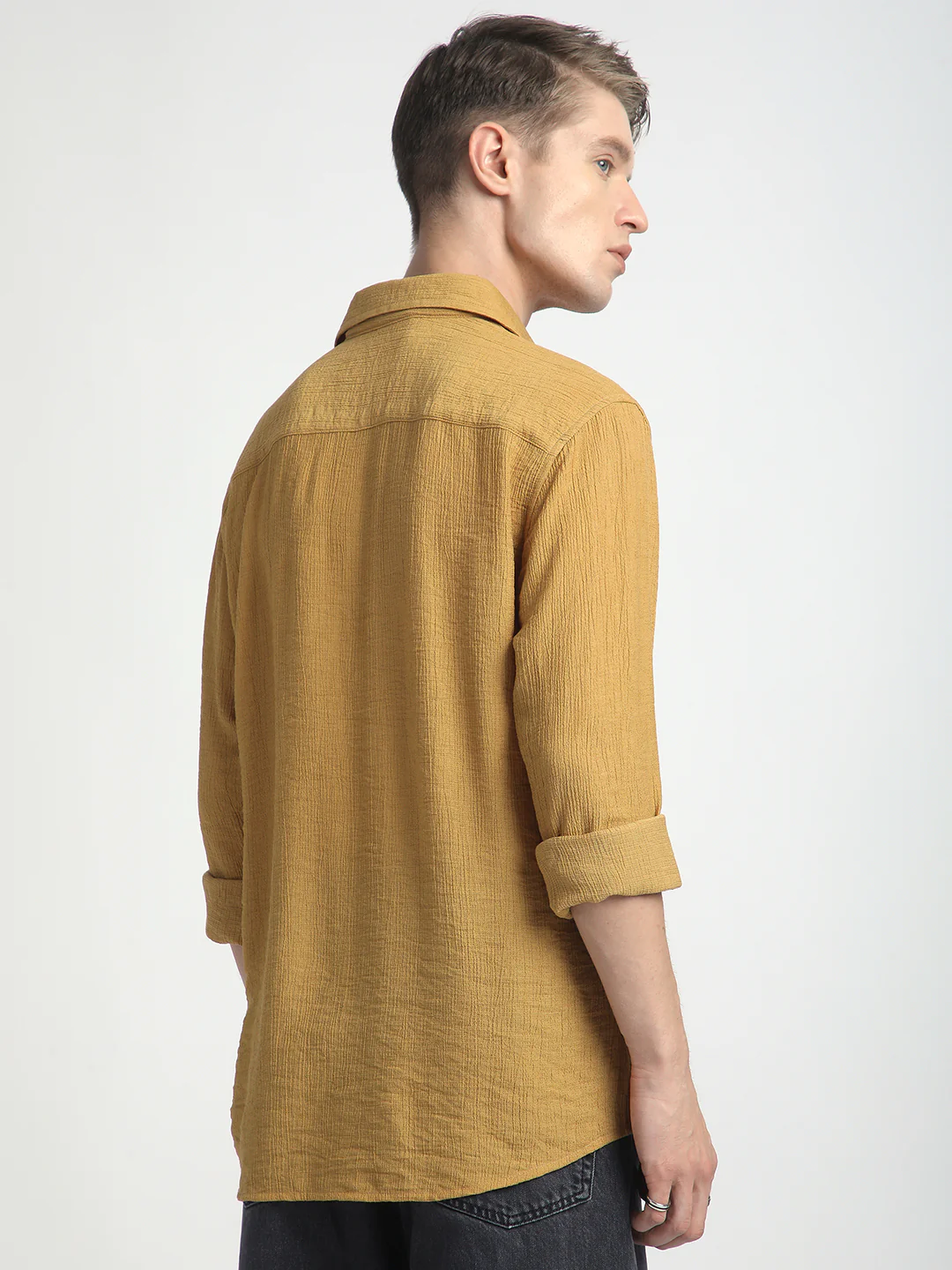 Sunlit Gold Luxe Crinkled Shirt - Image 7