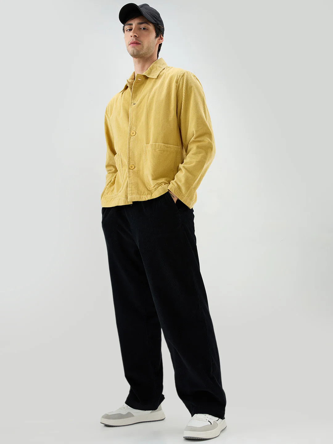 Sunmelt Mustard Corduroy Oversized Double Pocket Crop Shacket - Image 8
