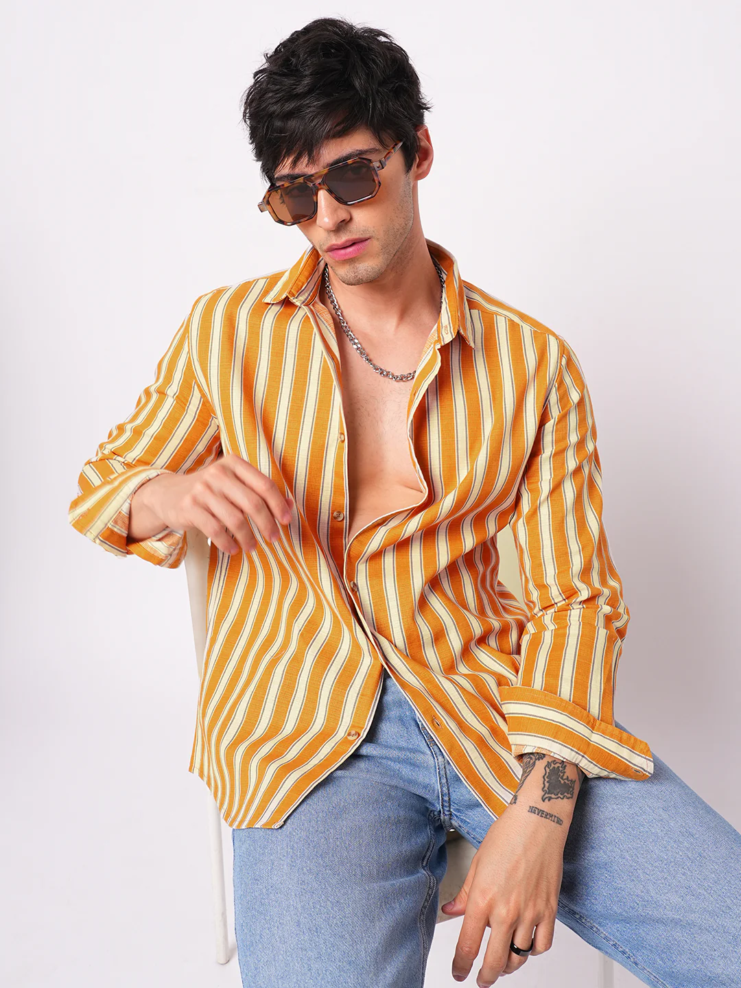 Sunset Orange Vertical Stripe Shirt - Image 2