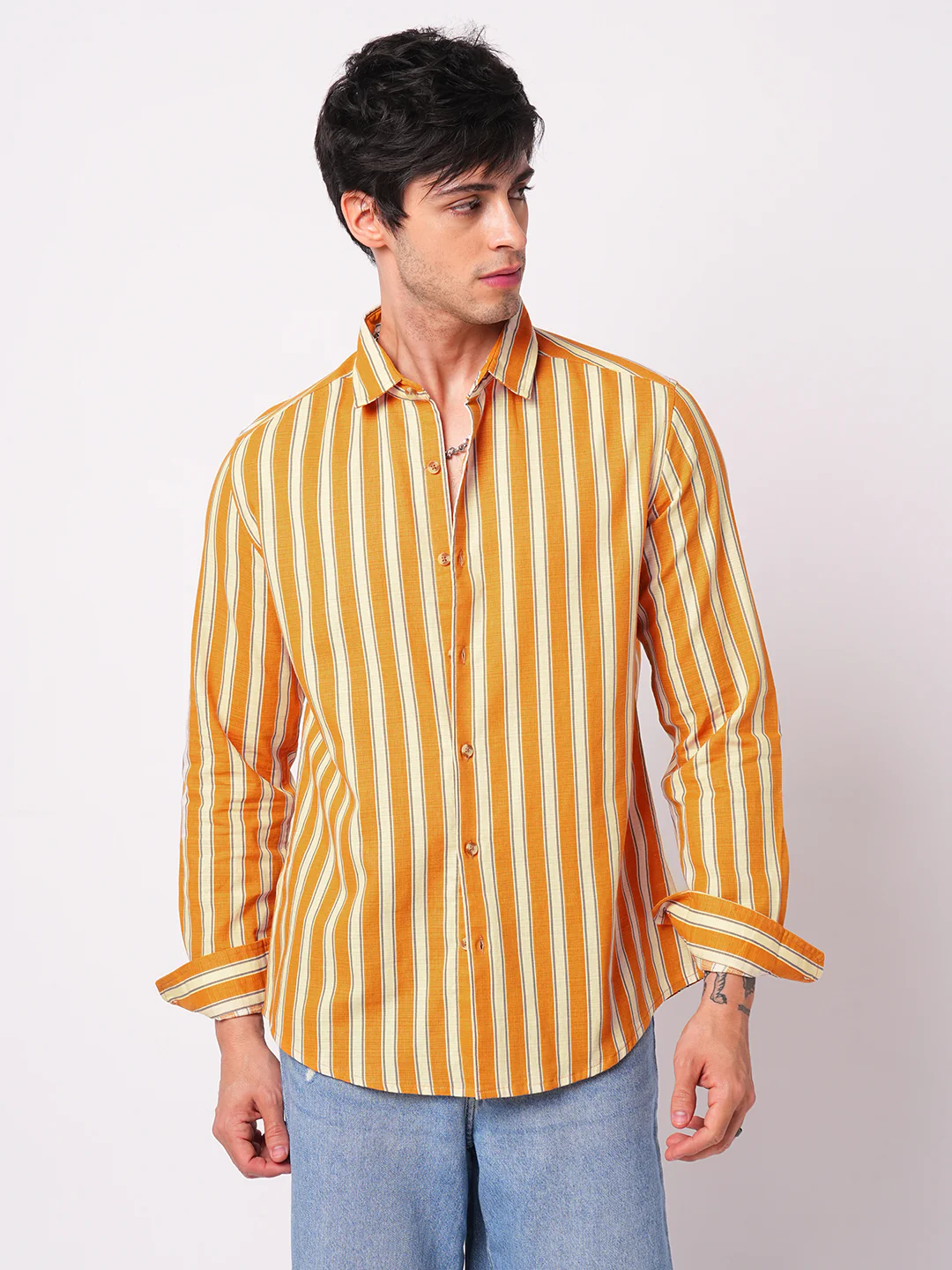 Sunset Orange Vertical Stripe Shirt - Image 5