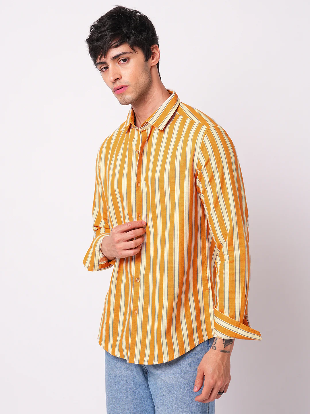 Sunset Orange Vertical Stripe Shirt - Image 6