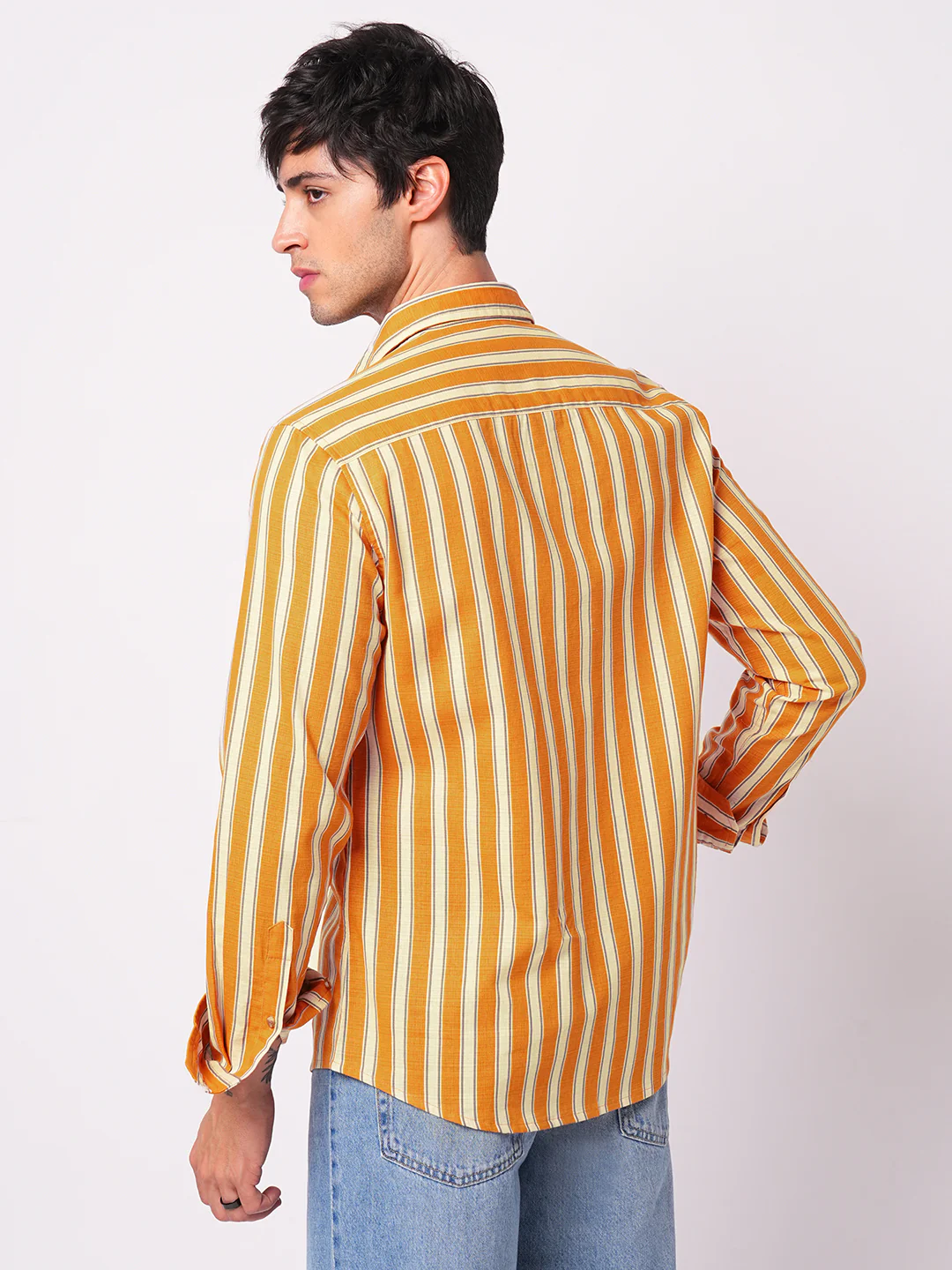 Sunset Orange Vertical Stripe Shirt - Image 7