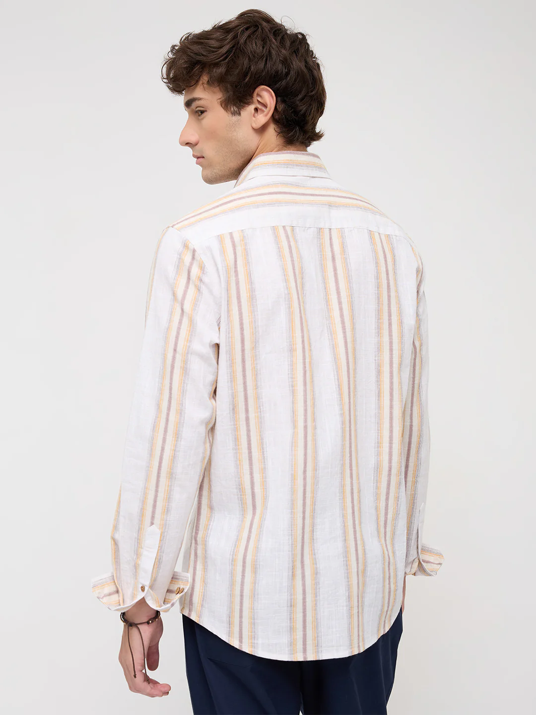 Sunwashed Multi Striped Slub Textured Shirt - Image 6