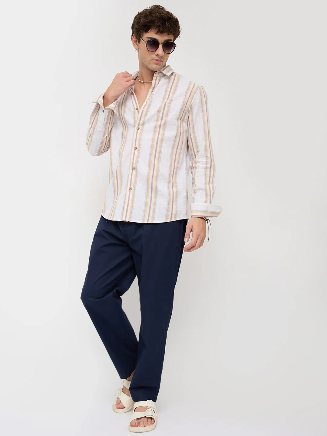 Sunwashed Multi Striped Slub Textured Shirt - Image 7