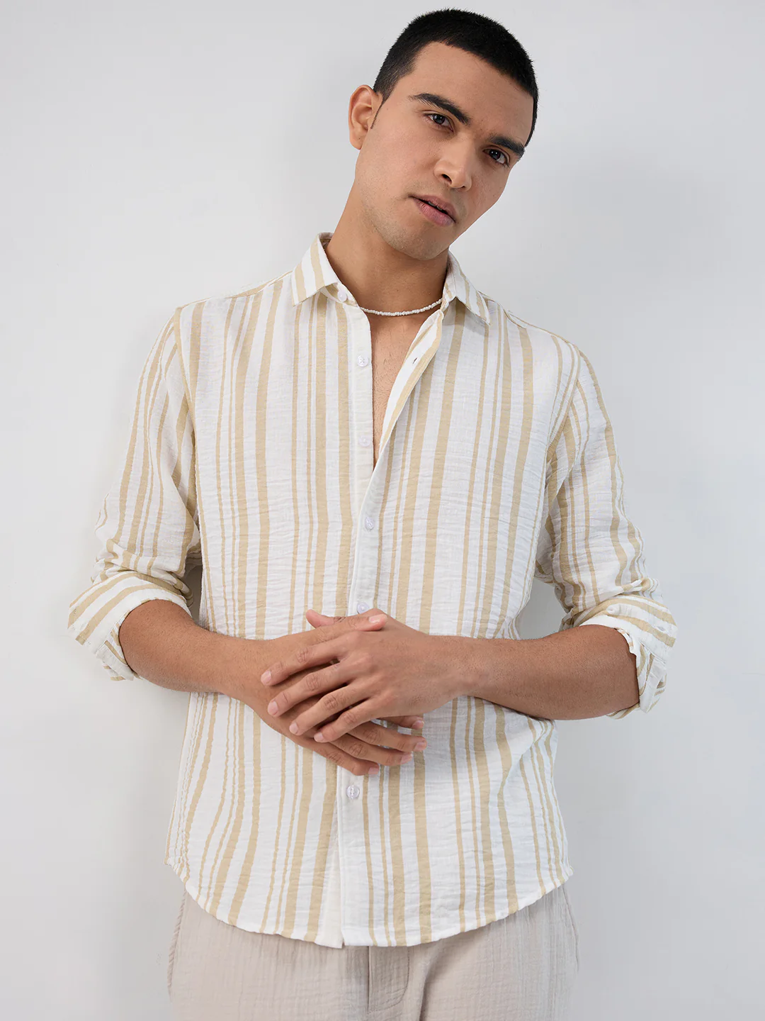 Sunwashed Neutral Linear Striped Shirt - Image 2