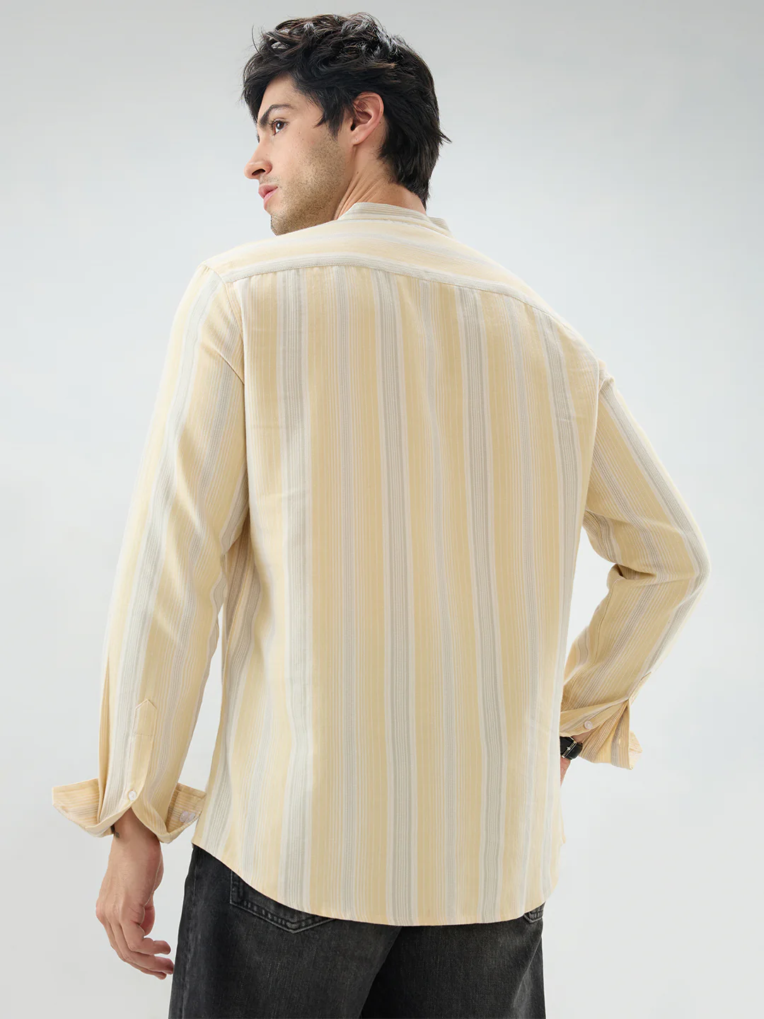 Sunwashed Sand Beige Multi-Stripe Kurta - Image 6