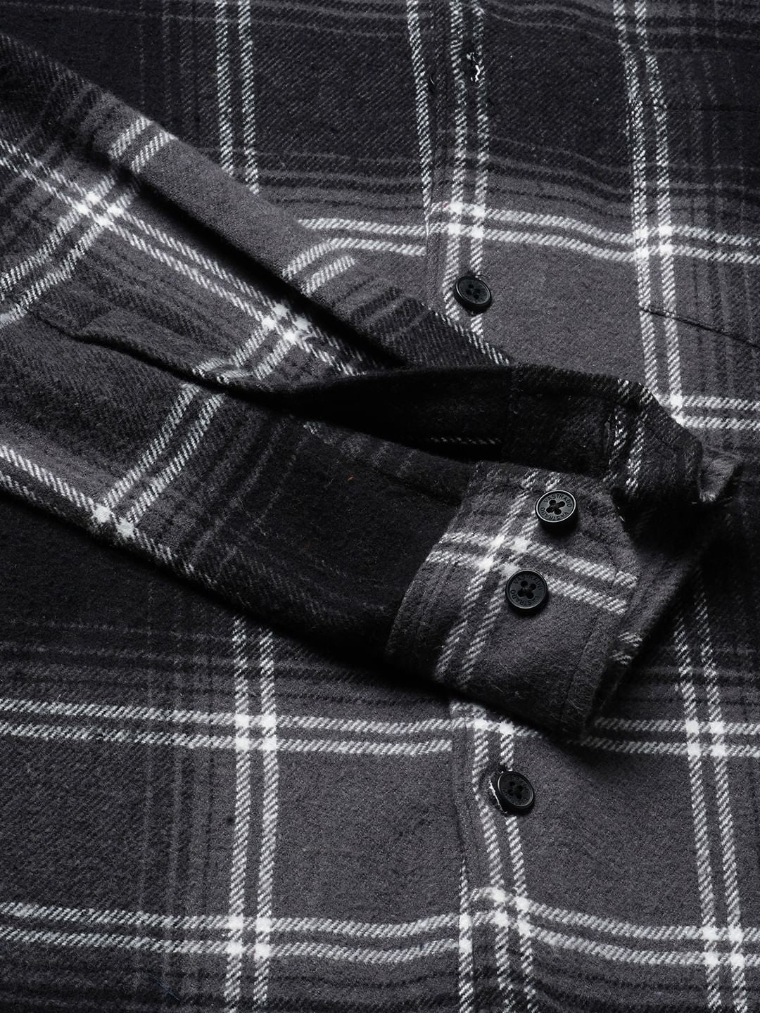Super Soft Black & Grey Tartan Checked Flannel Shirt - Image 3