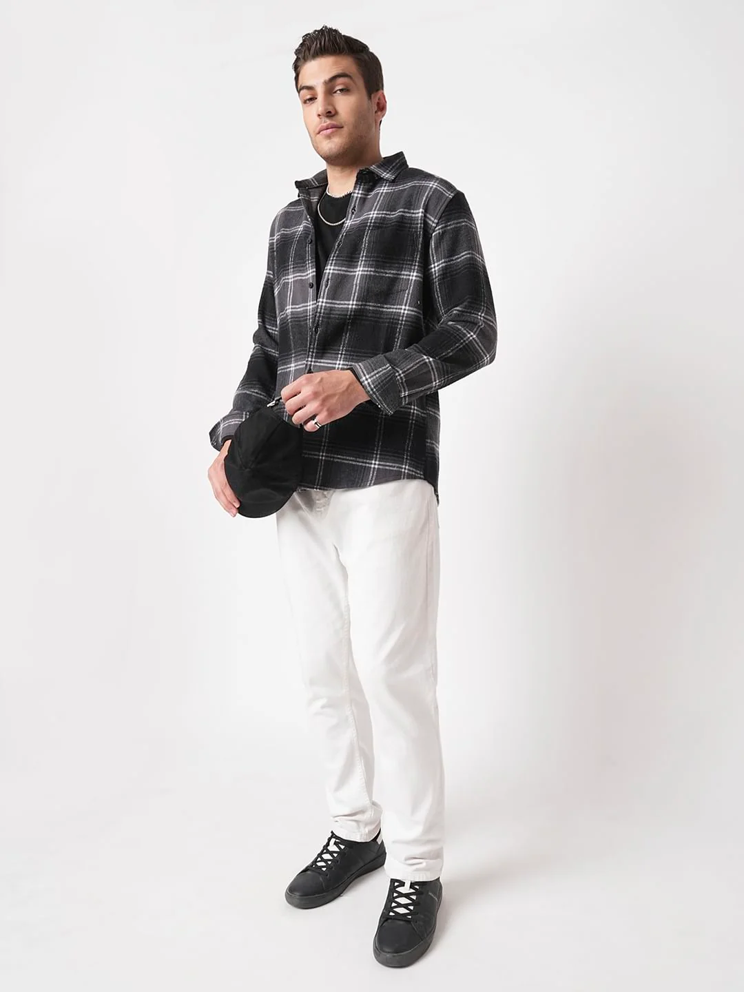 Super Soft Black & Grey Tartan Checked Flannel Shirt - Image 8
